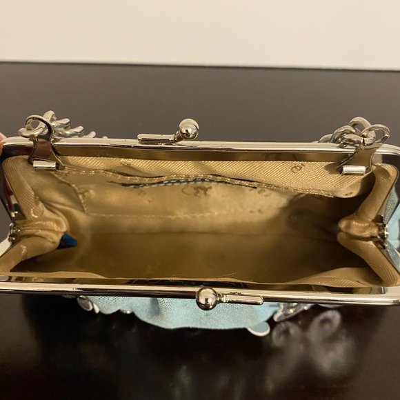 Rafe New York Mini Handbag Teal and Silver with Butterflies Flowers - Picture 6 of 8